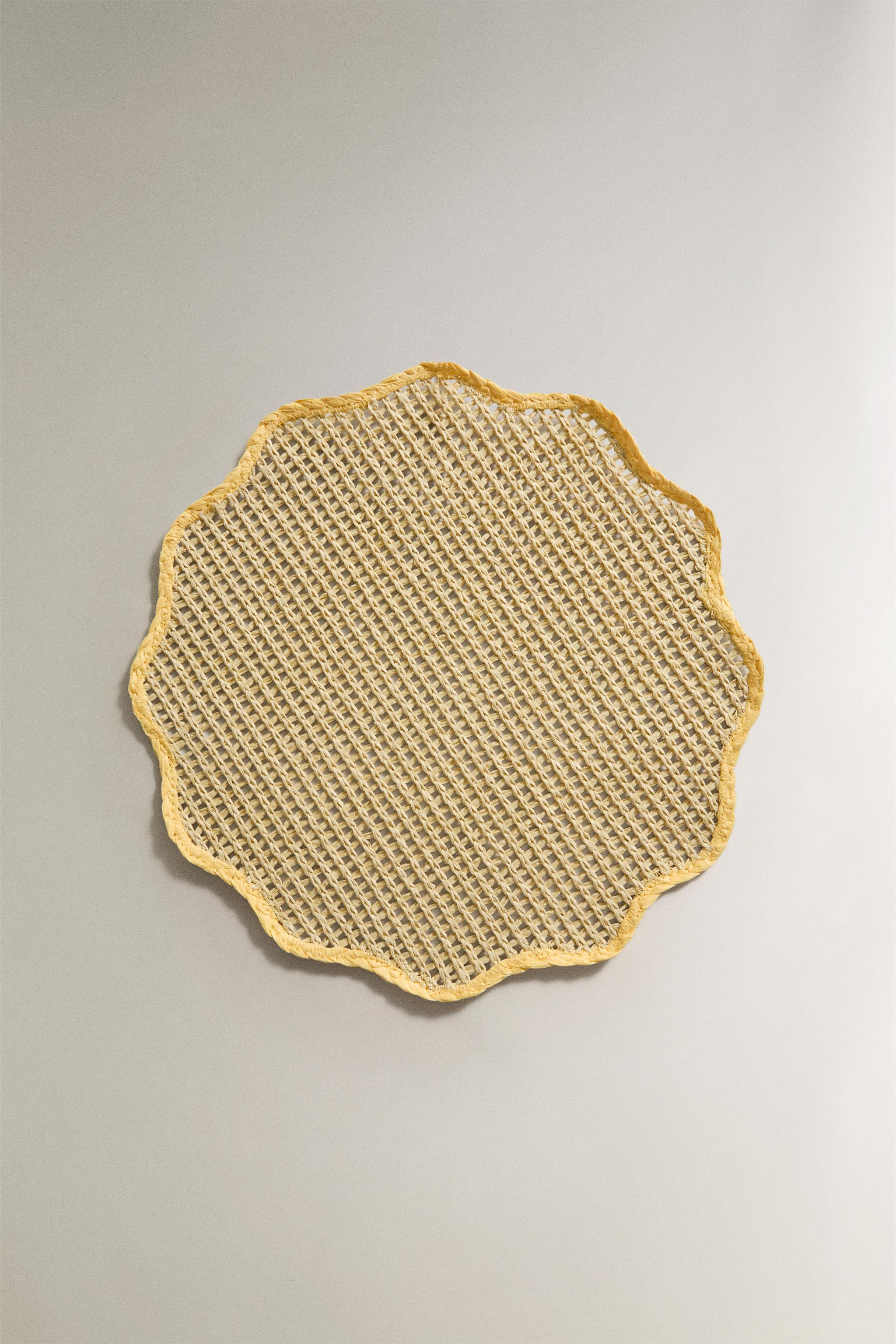 SET DE TABLE PAPIER FLORAL JAUNE